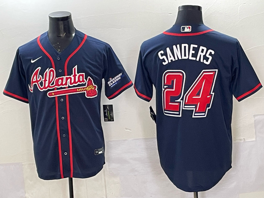 Men's Atlanta Braves Deion Sanders #24 Navy 2025 MLB Speedway Classic Alternate Limited Jersey