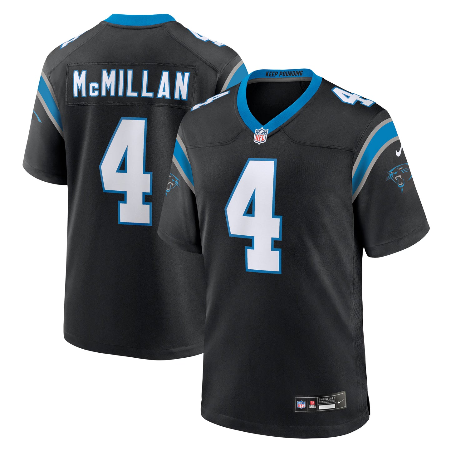 Carolina Panthers Tetairoa McMillan Black 2025 NFL Draft First Round Pick Game Jersey