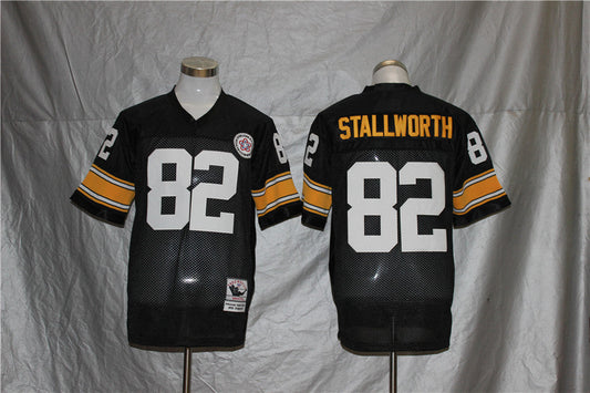 Men's Pittsburgh Steelers John Stallworth Mitchell & Ness Black Legacy Replica Jersey1
