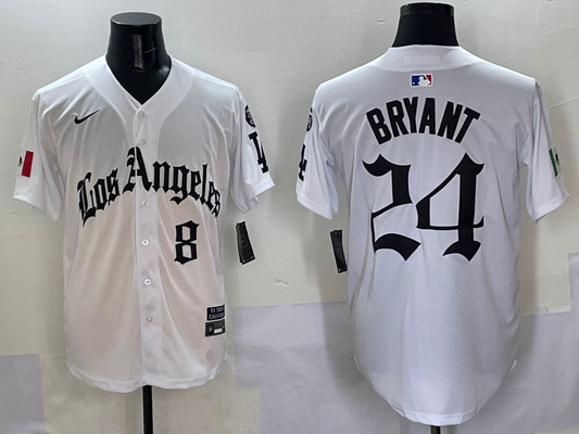 Men's Los Angeles Dodgers Kobe Bryant #8-24 White Player Game Jersey