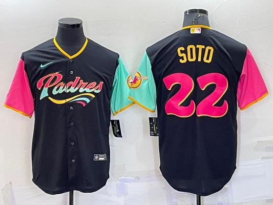 Men's San Diego Padres Juan Soto #22 Black Stitched jersey