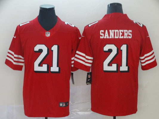 Men's San Francisco 49ers Deion Sanders #21 Red Game Player Jersey1