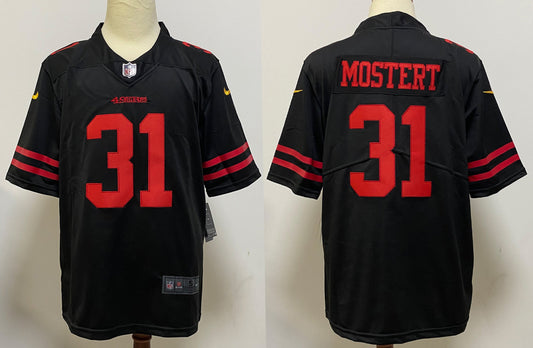 Men's San Francisco 49ers Raheem Mostert #31 Black Game Player Jersey1
