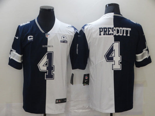 Men's Dallas Cowboys Dak Prescott #4 Navy/White Game Jersey1