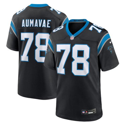 Carolina Panthers Popo Aumavae Black Team Game Jersey