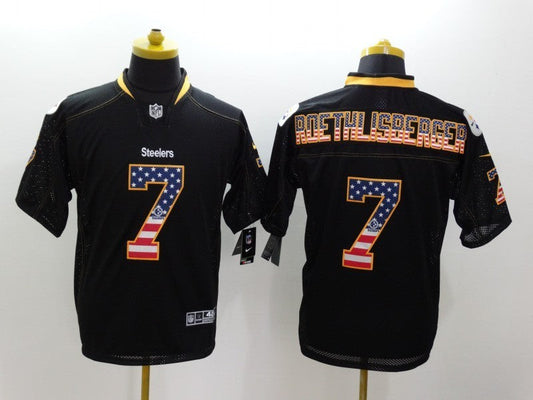 Men's Pittsburgh Steelers Ben Roethlisberger #7 Black Alternate Game Jersey1