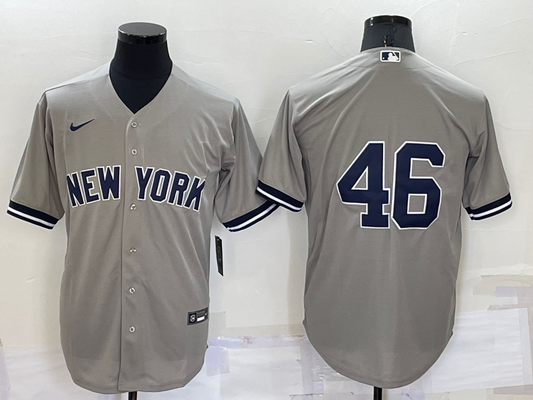 Men's New York Yankees Andy Pettitte #46 Gray Replica Player Name Jersey1