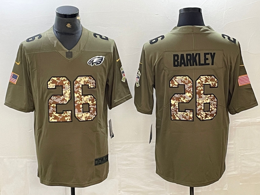 Men's Philadelphia Eagles Saquon Barkley #26 Olive Game Player jersey