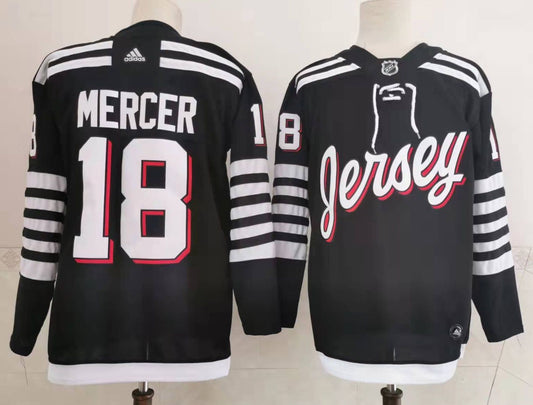 Men's New Jersey1 Devils Jamie Dawson Mercer #18 Black Player Game Jersey1