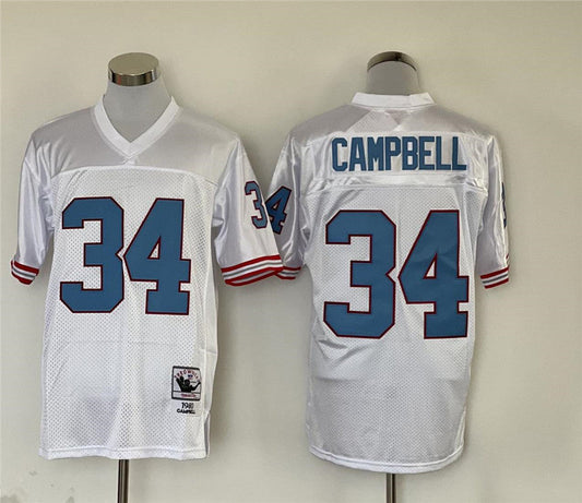 Men's Tennessee Oilers Earl Campbell #34 White Legacy Replica Jersey1