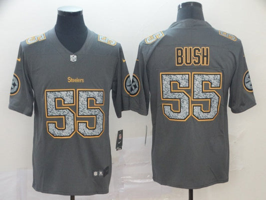 Men's Pittsburgh Steelers Devon Bush Jr. #55 Gray Player Game Jersey1