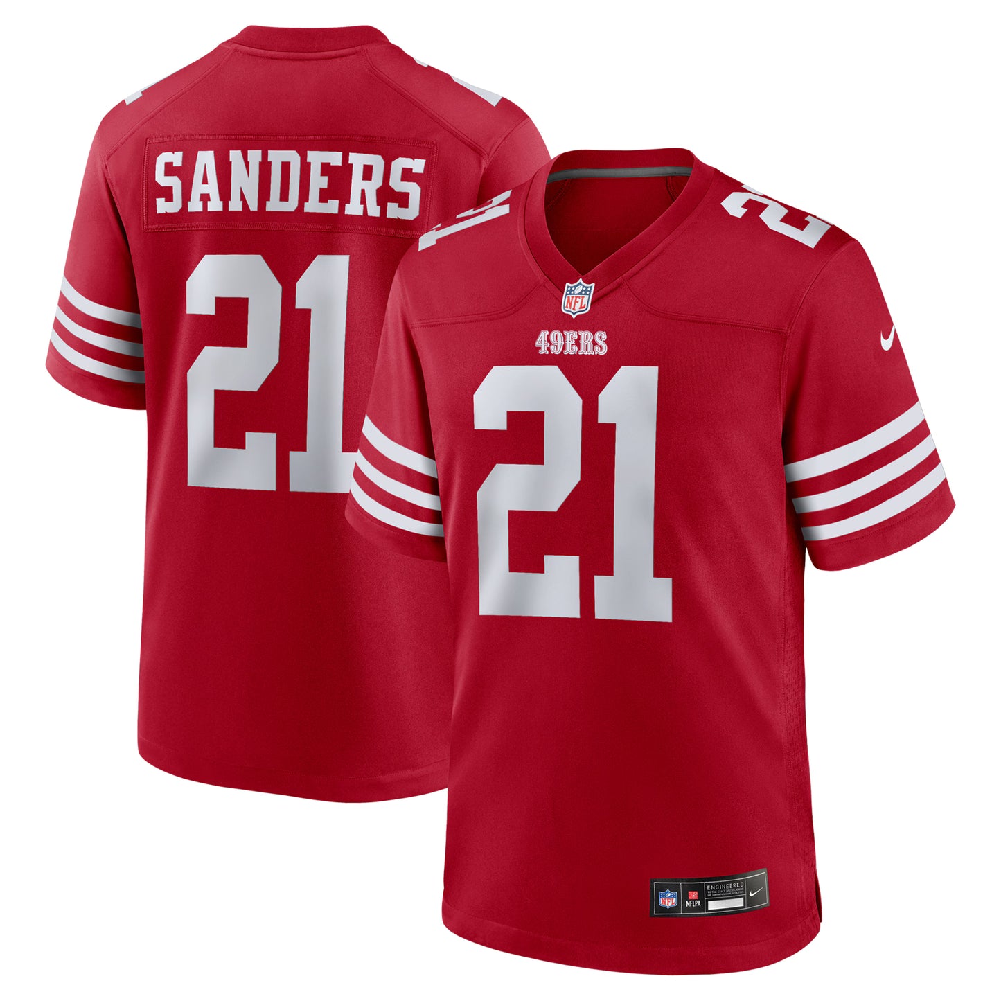 San Francisco 49ers Deion Sanders Scarlet Team Retired Player Game Jersey