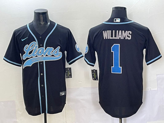 Men's Detroit Lions Jameson Williams #1 Black Game Player Jersey