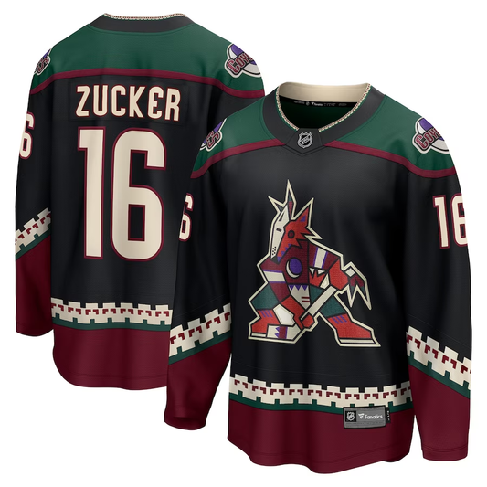 Men's Arizona Coyotes Jason Zucker #16 Black Home Breakaway jersey