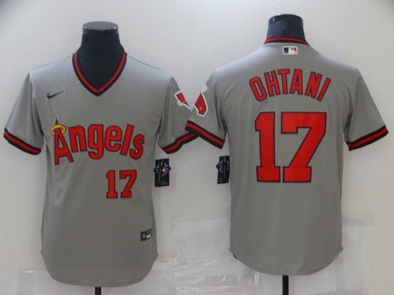 Men's Los Angeles Angels Shohei Ohtani #17 MLB Gray Printed Baseball Jersey1