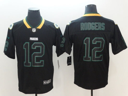 Men's Green Bay Packers Aaron Rodgers #12 Black Player Jersey1