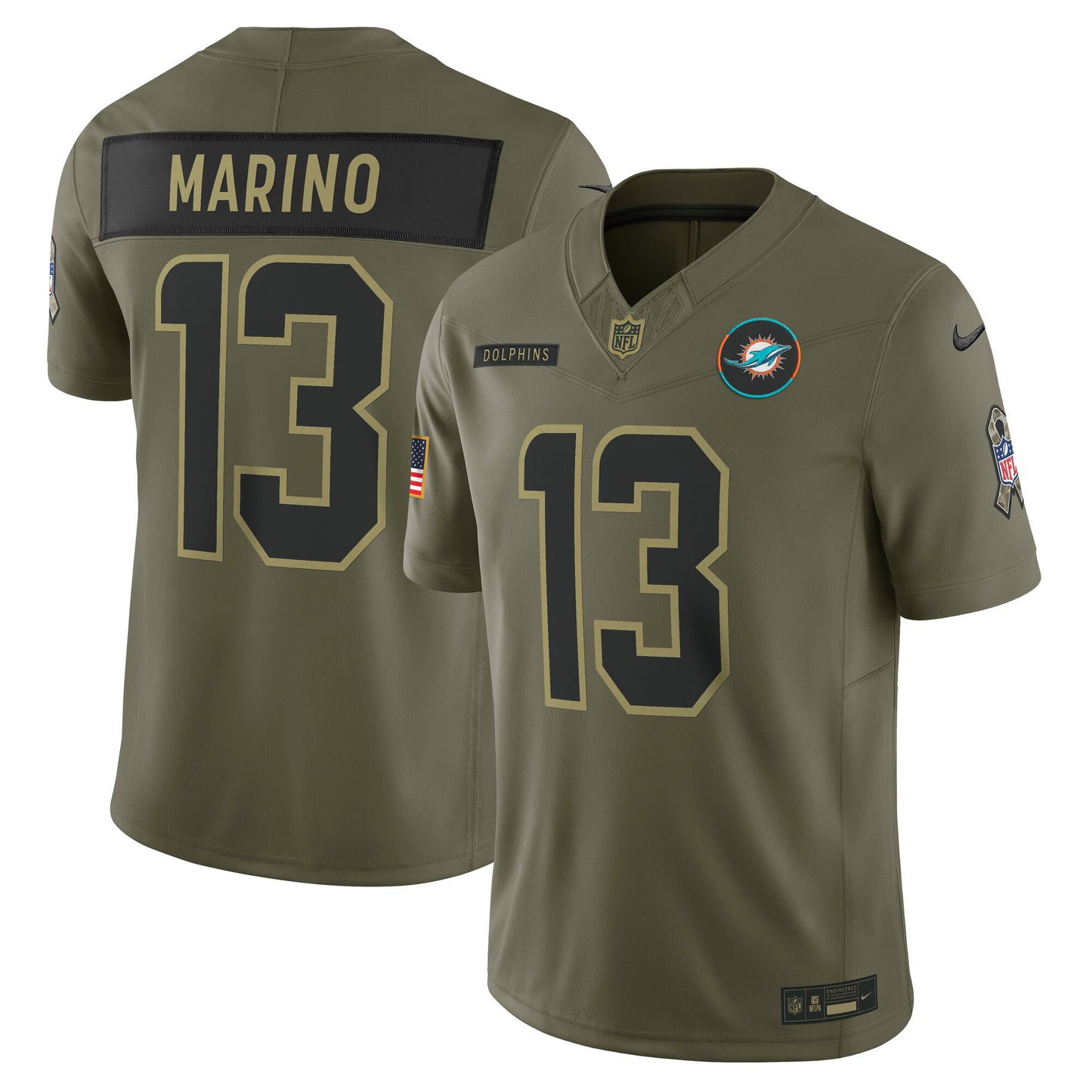 Miami Dolphins Dan Marino Olive 2025 Salute to Service Retired Limited Jersey