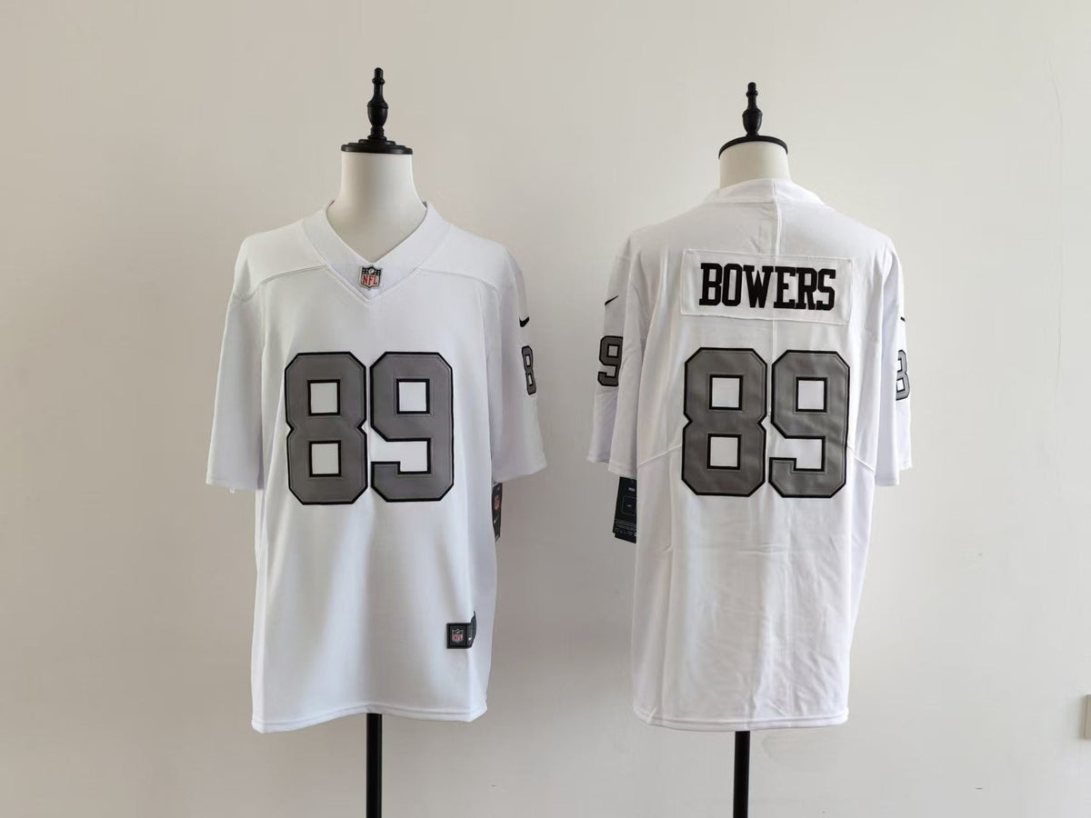 Men's Oakland Raiders Brock Bowers Jersey -  White-Silver Numbers