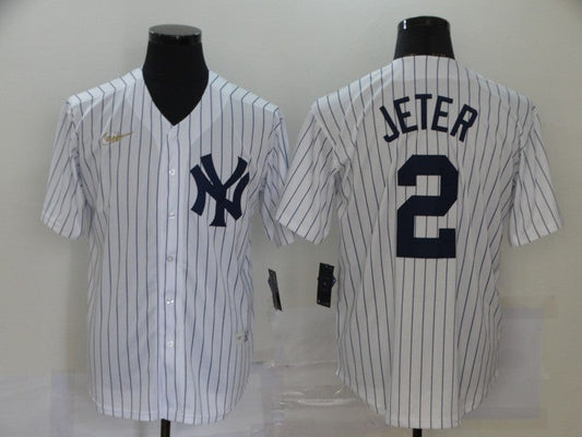 Men's New York Yankees Derek Jeter #2 White Player Jersey1