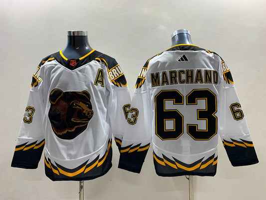 Men's Boston Bruins Brad Marchand #63 White Player Game jersey