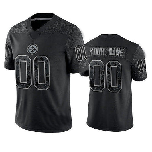 custom Pittsburgh Steelers Active Player  Reflective Limited Stitched jersey Black Football Jerseys