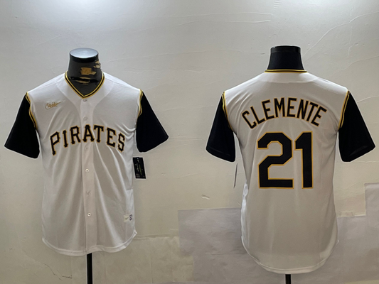 Men's Pittsburgh Pirates Roberto Clemente #21 White Replica Player Jersey