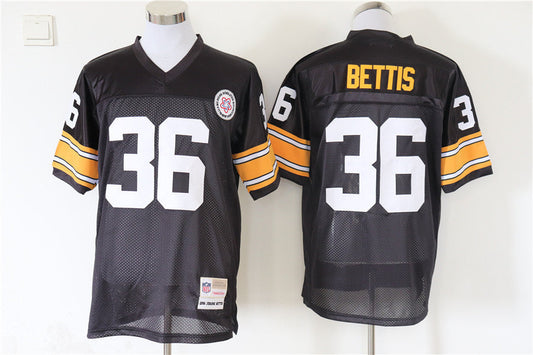 Men's Pittsburgh Steelers Jerome Bettis Mitchell & Ness Black Legacy Replica Jersey1
