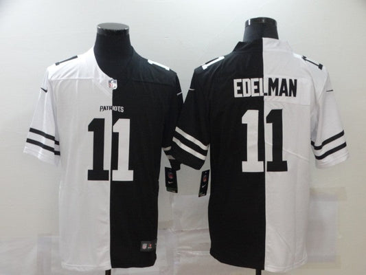 Men's New England Patriots Julian Edelman #11 Black/White Game Jersey1