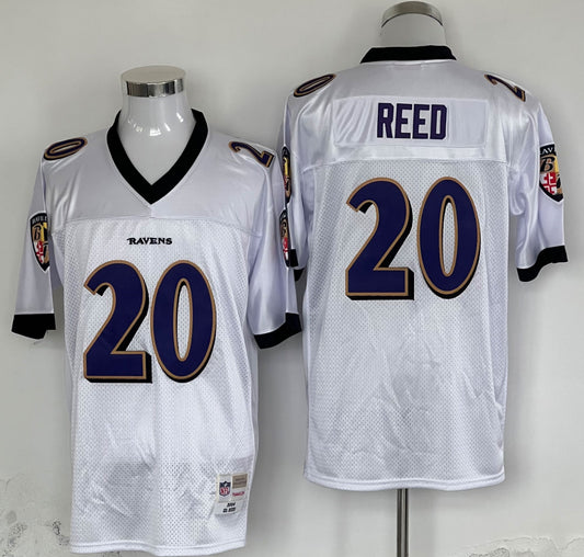 Men's Baltimore Ravens Ed Reed Mitchell & Ness White Legacy Replica Player jersey