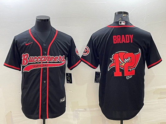 Men's Tampa Bay Buccaneers Tom Brady #12 Black Game Player jersey Joint Edition