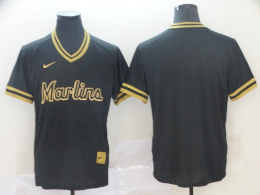 Men's Miami Marlins Black Replica Blank Jersey1