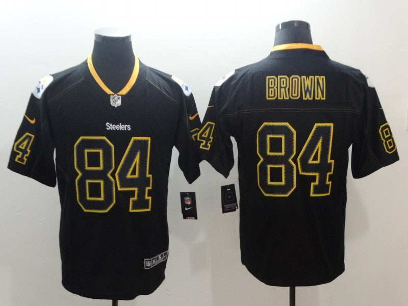 Men's Pittsburgh Steelers Antonio Brown #84 Black Alternate Player Jersey1