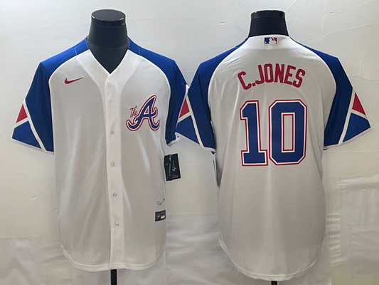 Men's Atlanta Braves Chipper Jones #10 White 2023 City Connect Replica Player Jersey1