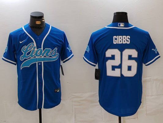 Men's Detroit Lions Jahmyr Gibbs #26 Blue Game Jersey1