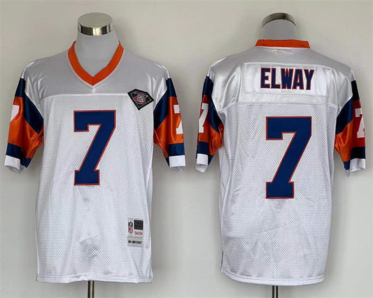 Men's Denver Broncos John Elway Mitchell & Ness White Legacy Replica Jersey1