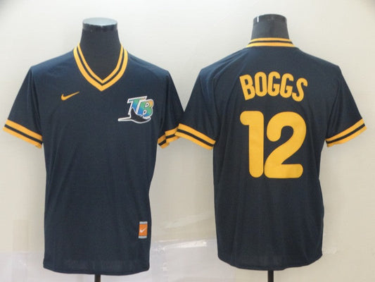 Men's Tampa Bay Rays Wade Boggs #12 Navy Replica Baseball Jersey1