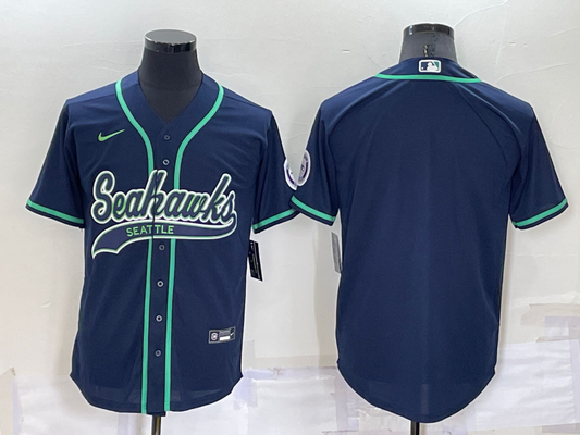 Men's Seattle Seahawks Navy Blank Jersey1