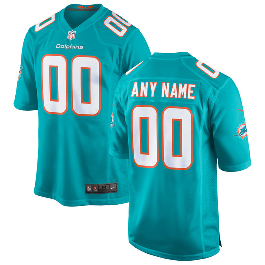 Miami Dolphins Aqua Custom Game Jersey