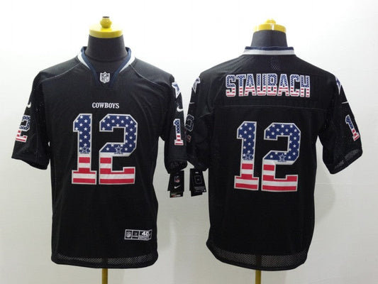 Men's Dallas Cowboys Roger Staubach #12 Black Game Jersey1