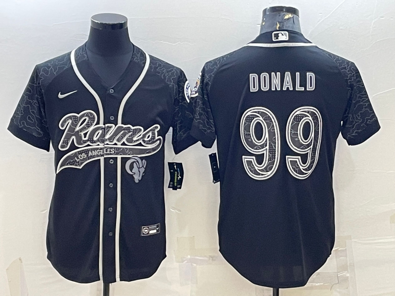 Men's Los Angeles Rams Aaron Donald #99 Black RFLCTV Limited jersey Joint Edition