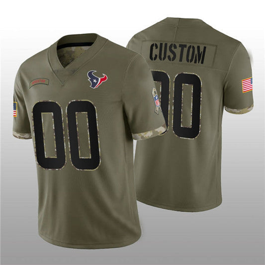 Custom1 Houston Texans ACTIVE PLAYER 2022 Olive Salute To Service Limited Stitched Jersey1 American Football Jerseys