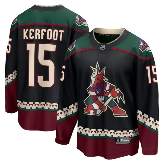 Men's Arizona Coyotes Alex Kerfoot #15 Black Home Breakaway jersey