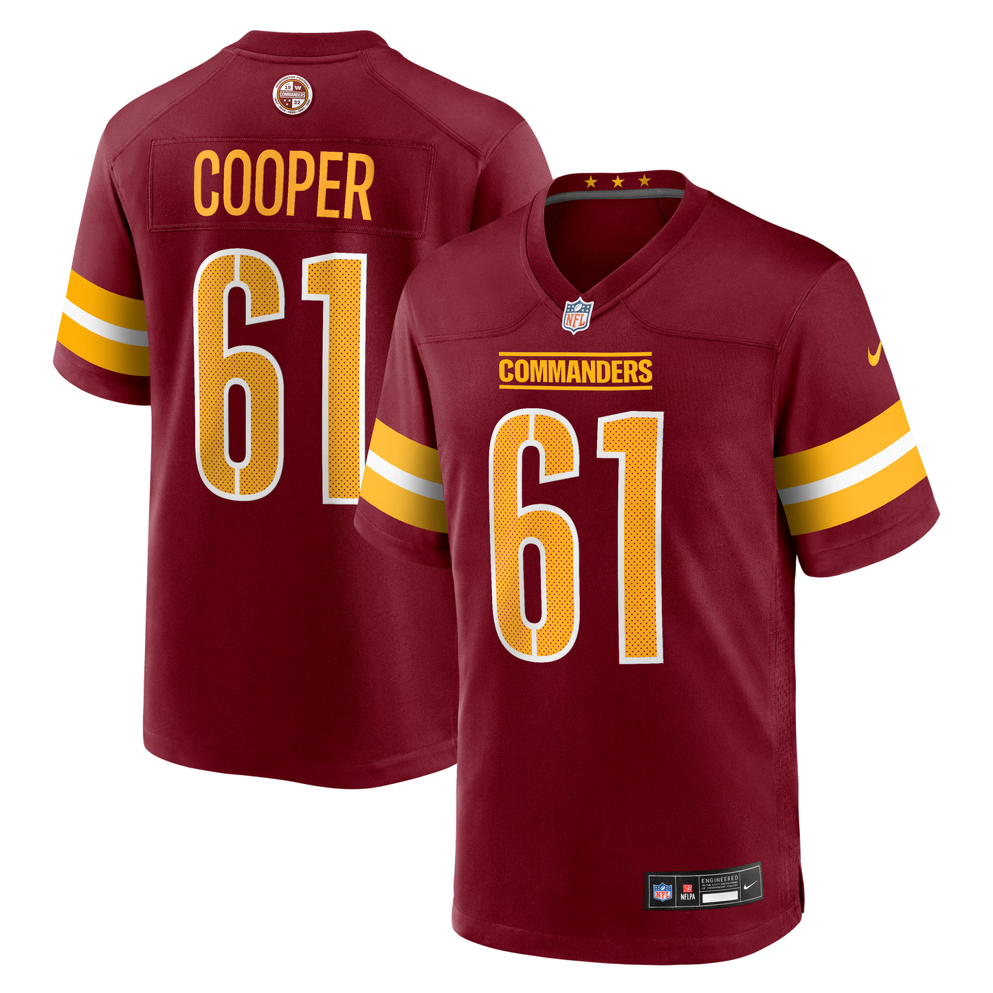 Washington Commanders Tyler Cooper Burgundy Team Game Jersey