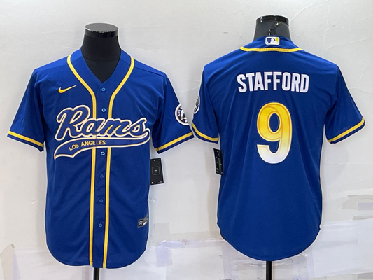 Men's Los Angeles Rams Matthew Stafford #9 Blue Game jersey Joint Edition