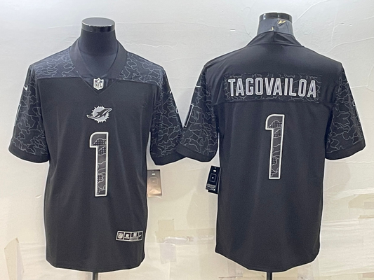 Men's Miami Dolphins Tua Tagovailoa #1 Black RFLCTV Limited jersey
