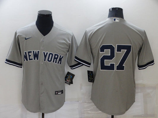 Men's New York Yankees Giancarlo Stanton #27 Gray Replica Player Name jersey