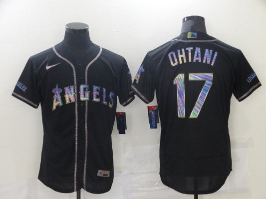 Men's Los Angeles Angels Shohei Ohtani #17 Black Sewn Baseball Jersey1
