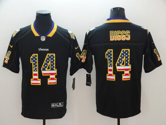 Men's Minnesota Vikings Stefon Diggs #14 Black Game Player Jersey1