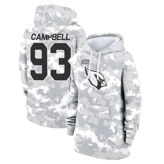 A.Cardinals #93 Calais Campbell Player Camo Salute to Service Hoodies Football Jerseys