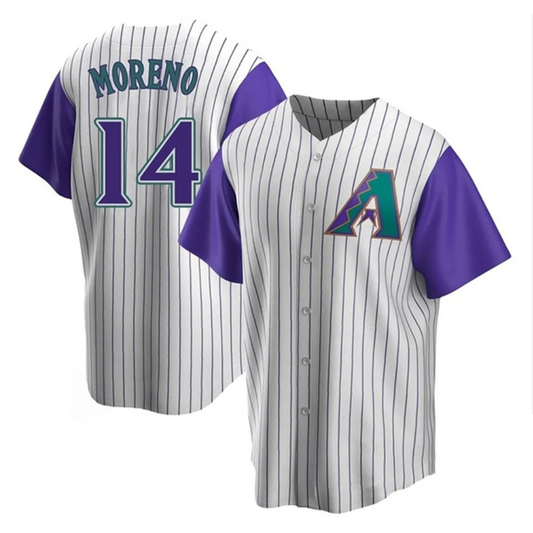 A.Diamondbacks #14 Gabriel Moreno White-Purple Home Replica Player Baseball Jerseys